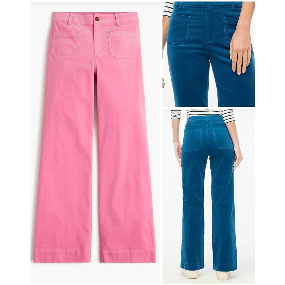 J. Crew Factory Wide-Leg Jeans in Pink and Teal Blue